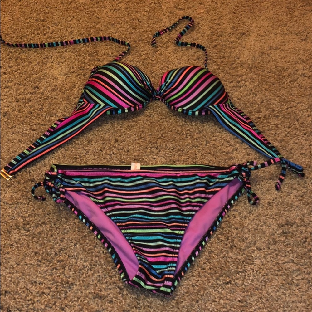 Brand new neon stripe bikini